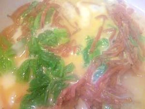 春の味わい♪菜の花とつくしのたまごとじ